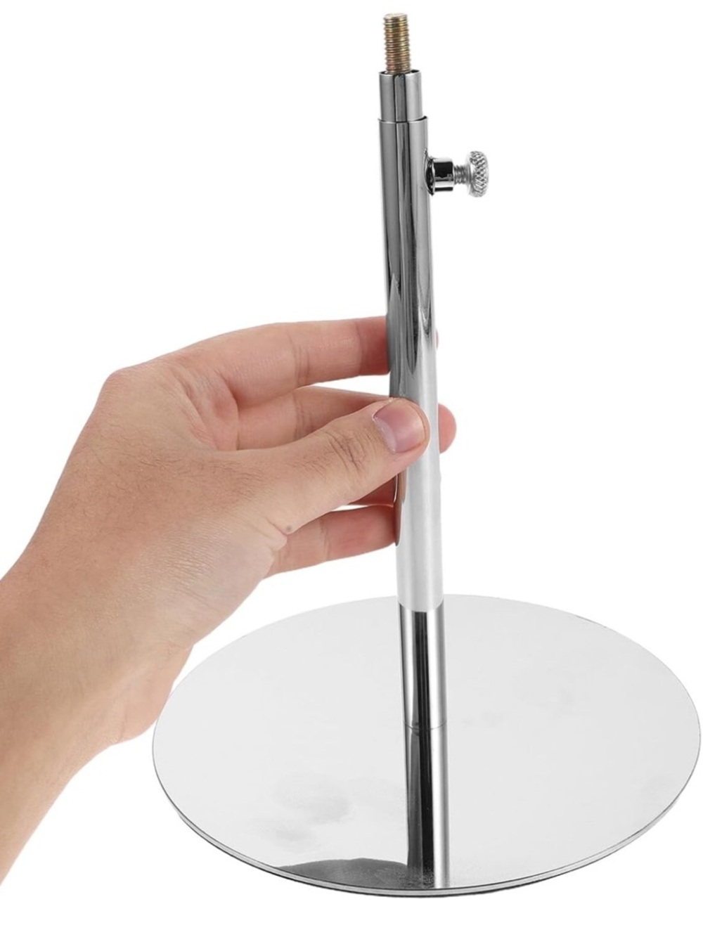 NWOT Adjustable Metal Display Stand Silver Minimalist Photography Prop Holder